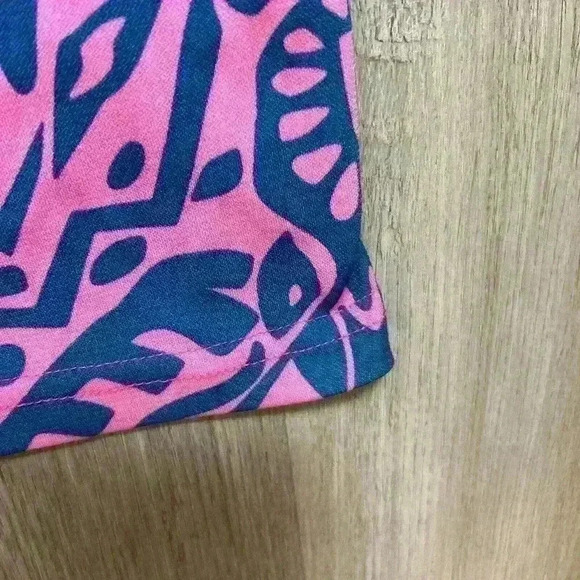 TRACY NEGOSHIAN Women's XS- Pink & Blue Geometric One Shoulder Dress Knee Lth D2 - Picture 6 of 9